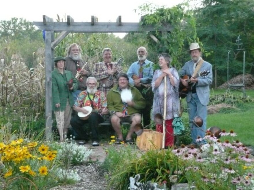 Dave Lynas (front row, holding banjo) and his band, The Procrastinators