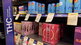 THC-infused drinks are for sale at a Total Wine and More liquor store in Kansas City, Missouri. A federal ban will make hemp-derived products like these illegal beginning in December.