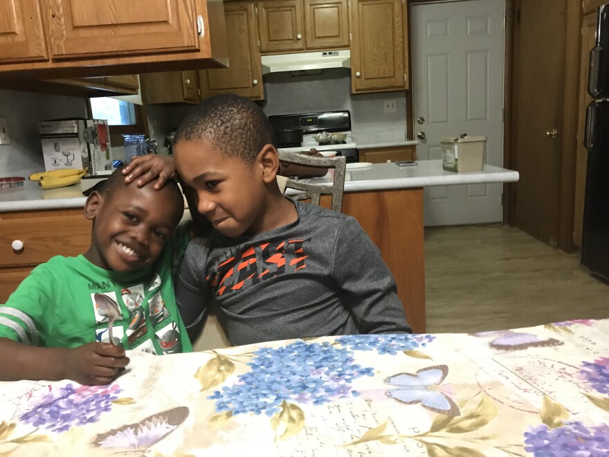 Harrington third grader, Zy'Airh (right) with 4-year-old nephew, Zachariah.