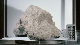 A 14-pound rock collected from the moon's Taurus-Littrow valley. 
