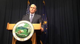 Gov. Mike Pence pledges to reduce the 2015 ISTEP test with the help of State Superintendent Glenda Ritz on Wednesday, Feb. 11, 2015 at the Statehouse.