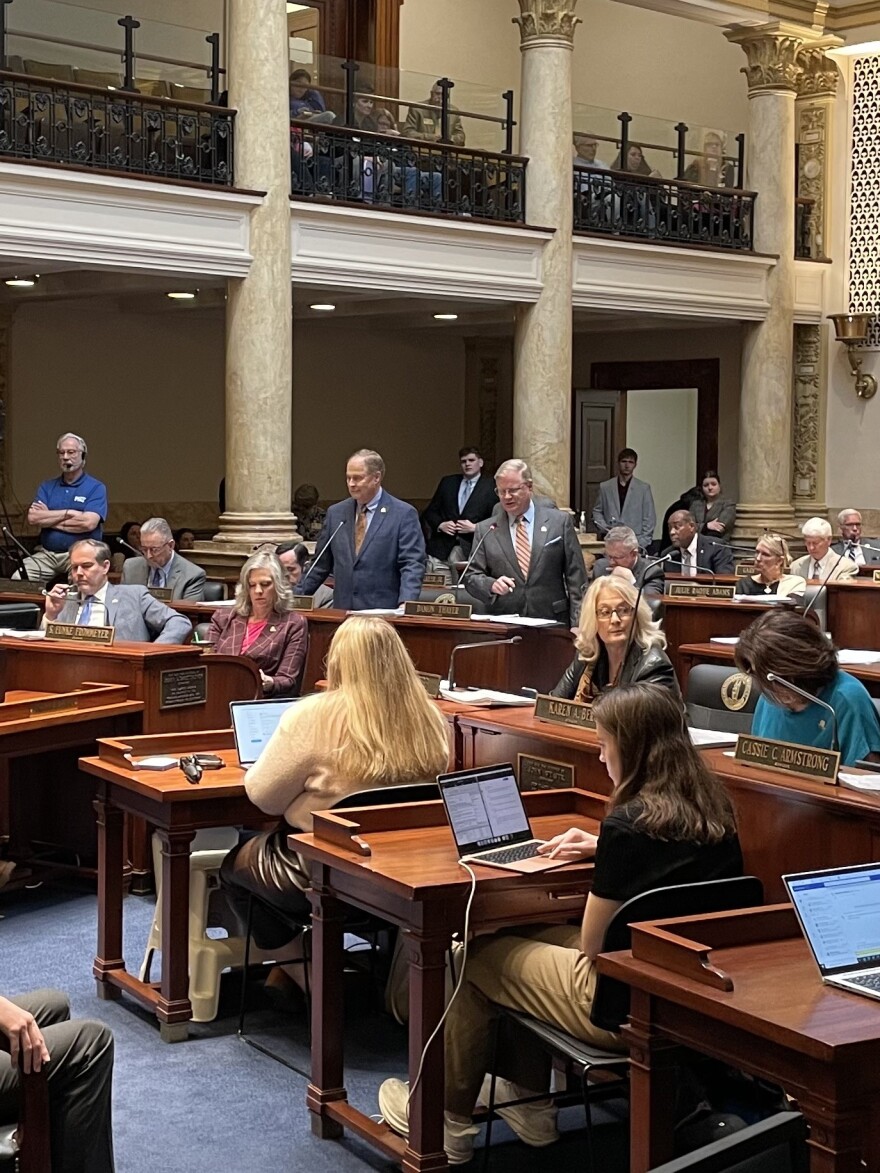 Left to right standing-GOP Senator Mike Wilson and Majority Floor Leader Damon Thayer 03-05-24