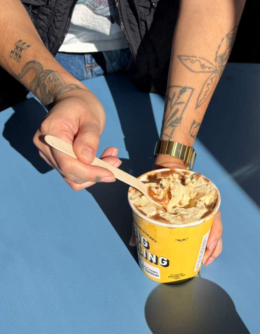 Big Feeling Ice Cream offers a range of flavors. (Kathy Gunst/Here & Now)