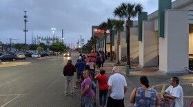 Line in front of H-E-B in deco district about 7:40 am. People at front said they had arrived at 6:30 am.