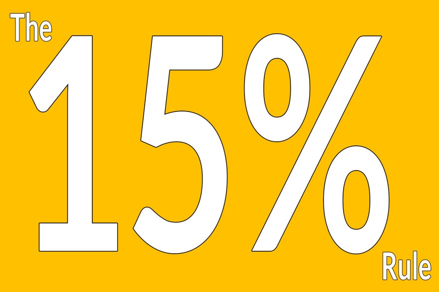The 15% Rule in white text on a yellow-orange background