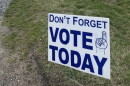 A reminder sign at the Jackson County Board of Elections in Sylva.