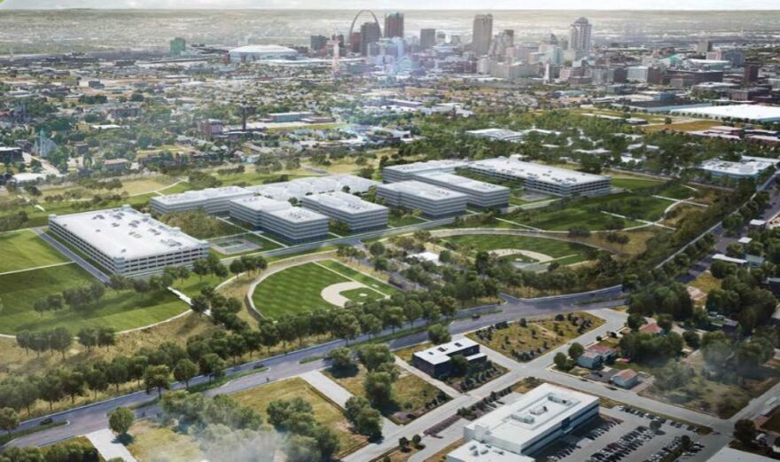 An artist's rendering of the new $1.75 billion NGA West headquarters in north St. Louis.