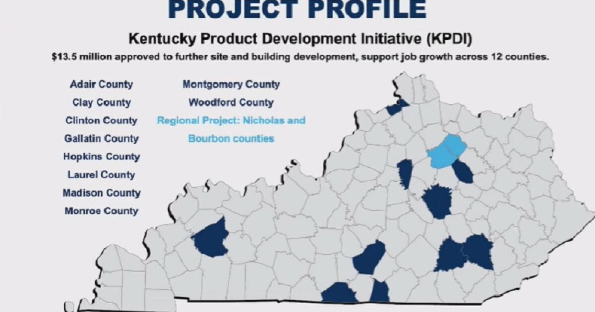 The Kentucky Product Development Initiative is providing $13.5 million for 12 projects in 12 Counties