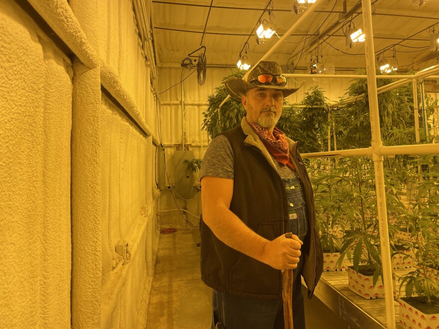  Lee Womack, the owner of Raw Botanicals, stands inside a grow facility on Jan. 11  in Cushing, Oklahoma. Womack said he was hit by a semi-truck and became a medical marijuana user while being treated in a hospital in Colorado. He said he moved to Oklahoma to get into the marijuana business. 