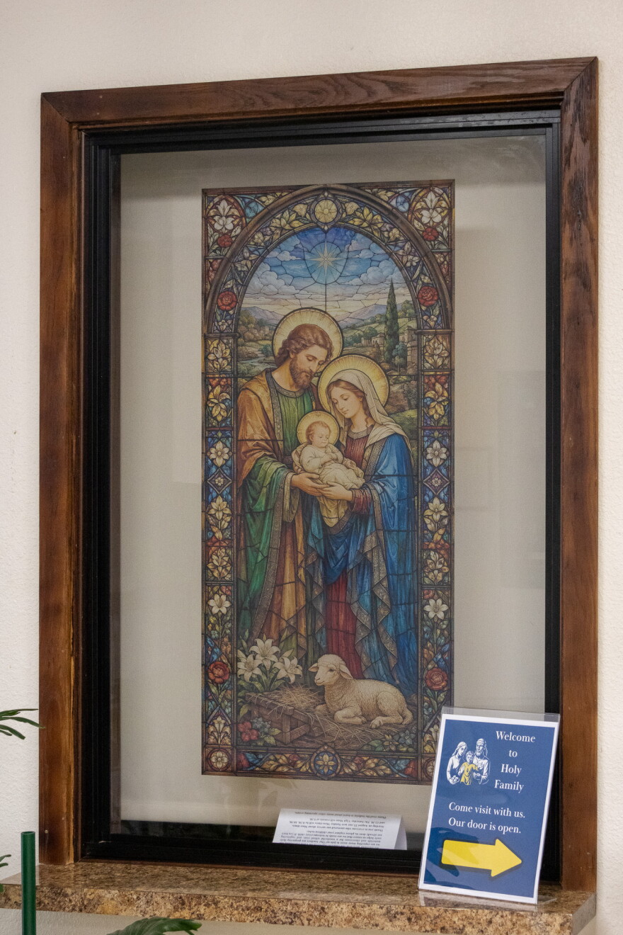 Mural of baby Jesus, Joseph, and Mary, photo by Alexander Brown.