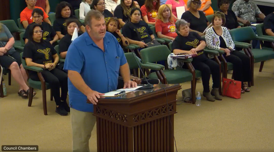 State Sen. Blake Doriot (R-Goshen) speaks before the Elkhart Council about SB 200 on Monday, Aug. 1.