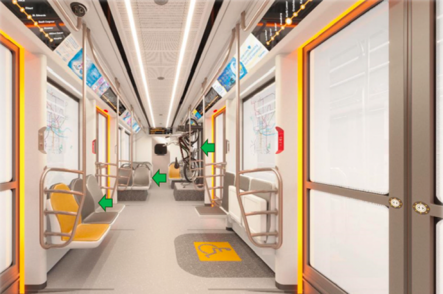 This illustration of the interior, subject to change, shows some of the interior features like storage for bicycles.