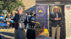 Democratic former Sen. Sherrod Brown (left) and GOP incumbent Sen. Jon Husted (right) in October 2026.