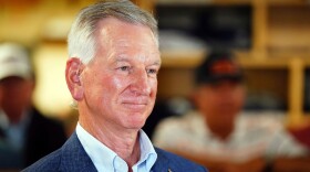 U.S. Sen. Tommy Tuberville speaks about plans to run for the governor of Alabama in 2026, on May 27, 2025, at Byron's Smokehouse in Auburn, Alabama.