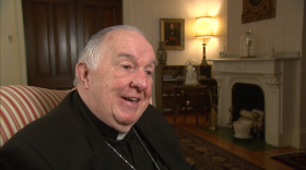 FILE - Springfield Bishop Emeritus Timothy McDonnell, taking part in a 2014 on the program "REAL TO REEL." McDonnell died at 88 on Wednesday, March 4, 2026, following a battle with cancer.