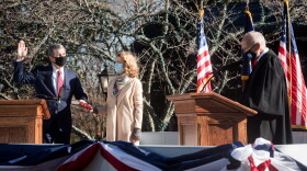 North Carolina Governor Roy Cooper takes the oath of office to be sworn in for his second term on Saturday, Jan. 9, 2021. The ceremony had limited in-person attendance due to COVID-19.