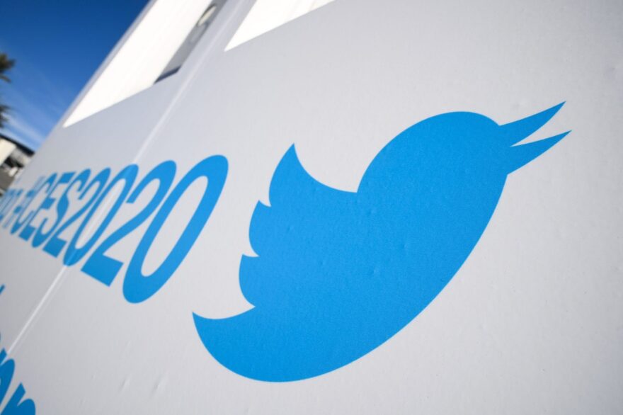 Twitter branding is displayed ahead of the 2020 Consumer Electronics Show (CES) at the Las Vegas Convention Center in Las Vegas, Nevada.