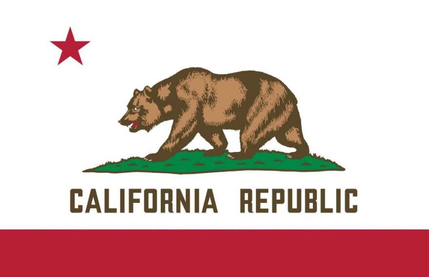 A Grizzly bear on the California state flag