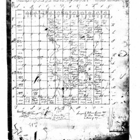 Missouri, 5th Principal Meridian, N and W R17 T49 - N and W R21 T53. Benjamin’s property is the second row down, fifth column from the left.