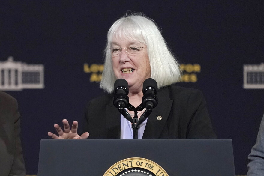 FILE - U.S. Sen. Patty Murray, D-Wash., speaks at an event on April 22, 2022, in Auburn, Wash., south of Seattle.