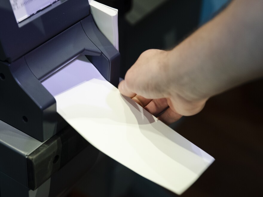 An ExpressVote XL voting machine demonstration in Philadelphia. Advocates say paper ballots are good, but not sufficient, in a new era of security challenges.