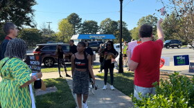 People walking to polls