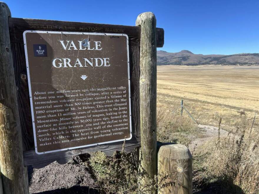 The remnants of a volcano can be seen in this caldera in Northern New Mexico. The volcanic activity makes geothermal energy attractive in the area. (Peter O'Dowd/Here & Now)