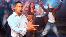 Jimmy Wilson plays Barack Obama during a rehearsal of <em>Hope: The Obama Musical Story</em> in Germany.