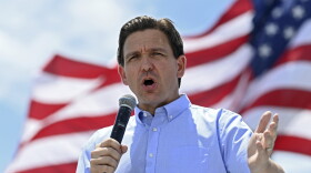 Republican presidential candidate Florida Gov. Ron DeSantis speaks at an annual Basque Fry at the Corley Ranch in Gardnerville, Nev., Saturday, June 17, 2023. (AP Photo/Andy Barron)
