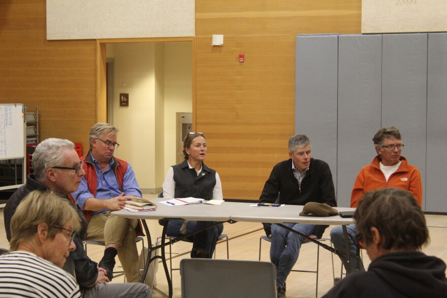 From left to right, Rob Ittner, Emily Kolbe, Ted Mahon and John Doyle participate in a debate in Woody Creek on Sept. 24, 2026. Kolbe and Mahon are running for the District 2 seat on the Pitkin County Board of County Commissioners. Ittner and Doyle are running for the District 1 seat.