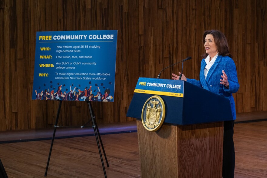 Gov. Kathy Hochul highlighted her proposal at Onondaga Community College to make the case that the region is ready for tech companies like Micron to set up semiconductor manufacturing hubs in New York.