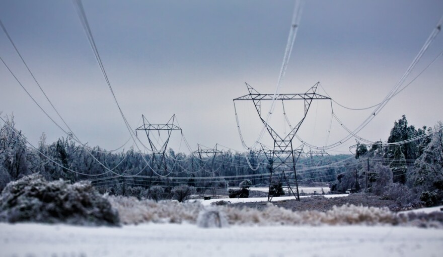 Icy power lines.