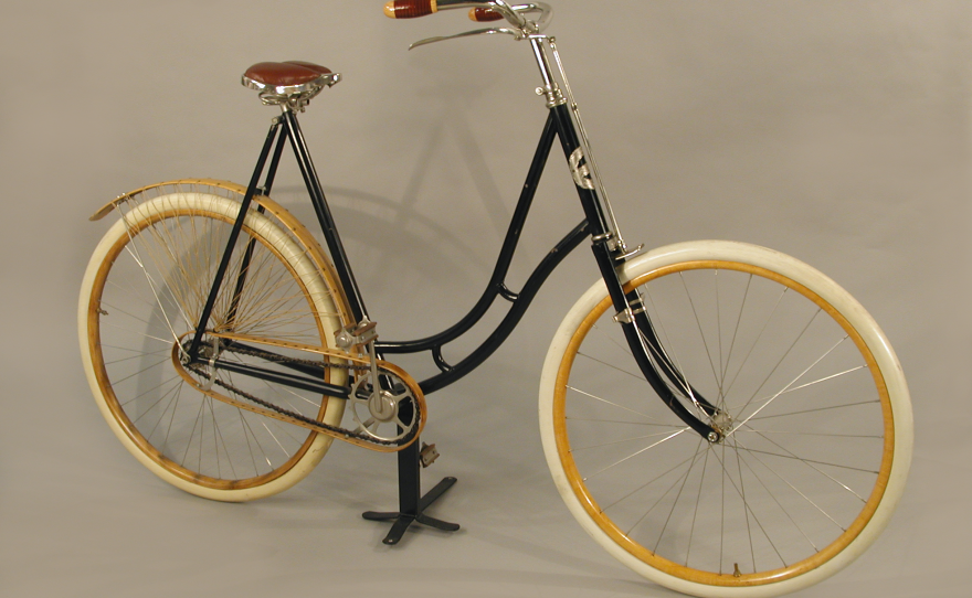 Woman’s Bicycle, Columbia Ladies Model 46 Bicycle, manufactured by Pope Manufacturing Co. in Hartford. An early example of a modern "safety" bicycle