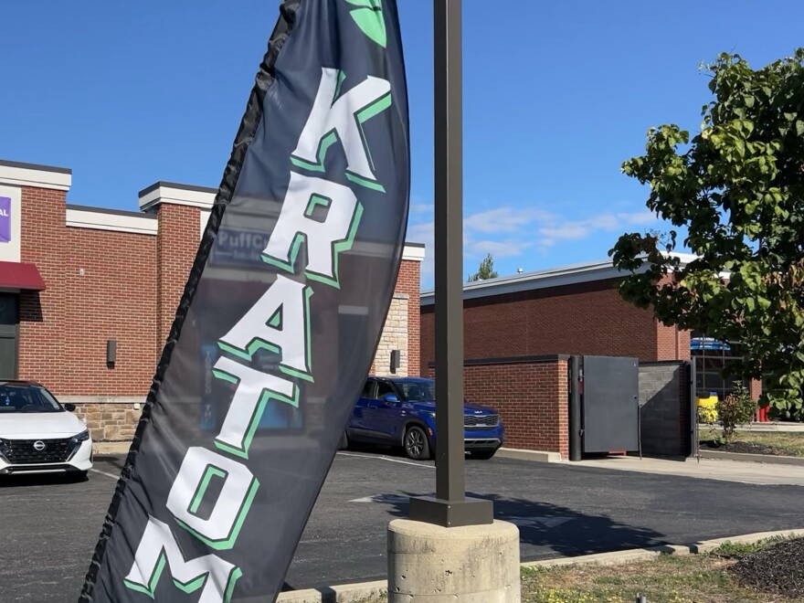A store in northeast Columbus advertises kratom in August 2025.