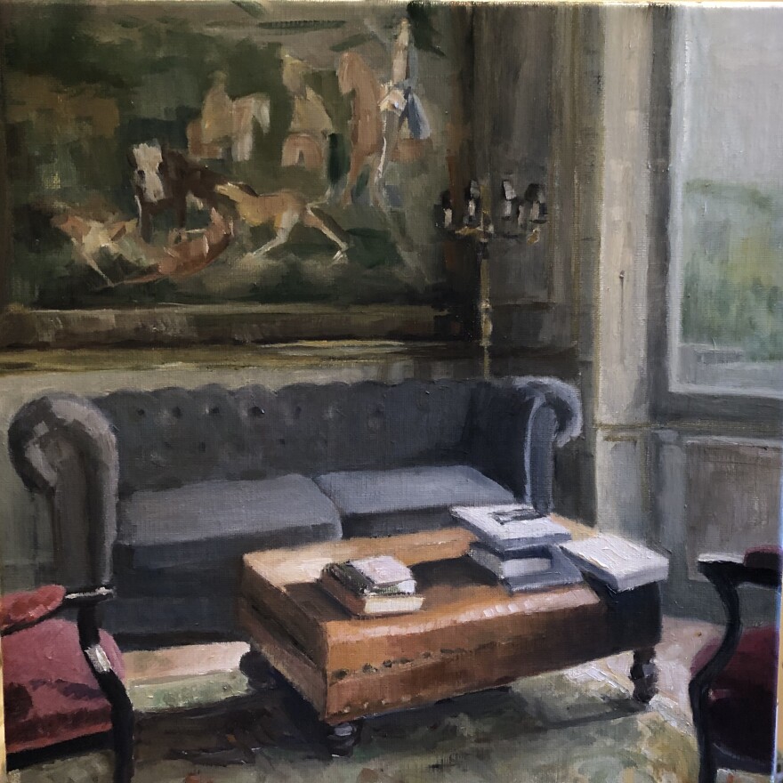 painting of a nice room with sofa