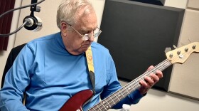 William B. Hart playing bass guitar in NPR Illinois Studio F