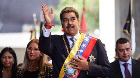 President of Venezuela Nicolas Maduro arrives at the Teresa Carreno Theater to address lawmakers for his annual address on Jan. 15, 2025 in Caracas, Venezuela. (Jesus Vargas/Getty Images)