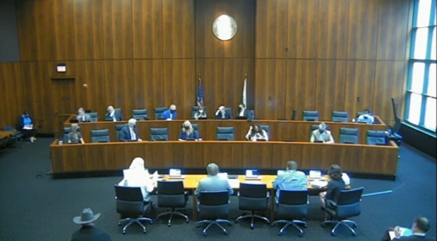 The Joint Committee on Administrative Rules questions officials from the Illinois State Board of Education about its mask mandate policies during a meeting Tuesday in Chicago.