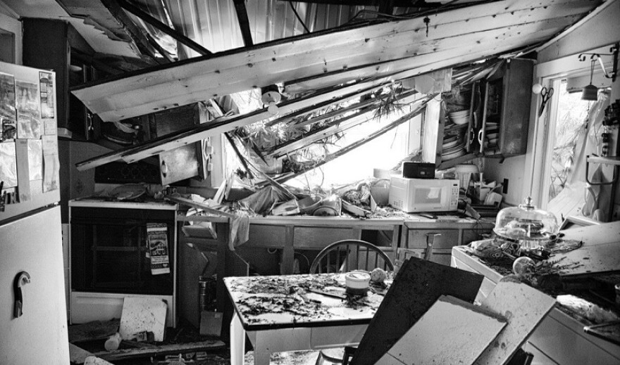 The kitchen of archivist Kopana Terry's grandmother in West Liberty in 2012, after an EF3 tornado blew through the town.