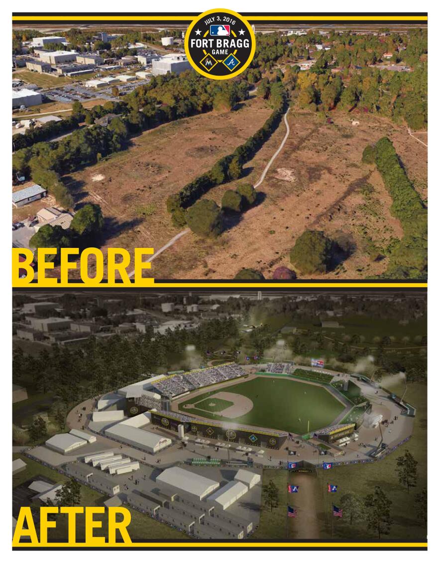 MLB's before and after images for the Fort Bragg Game