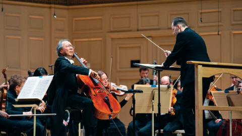 Andris Nelsons conducts the Boston Symphony Orchestra, alongside soloist Yo-Yo Ma