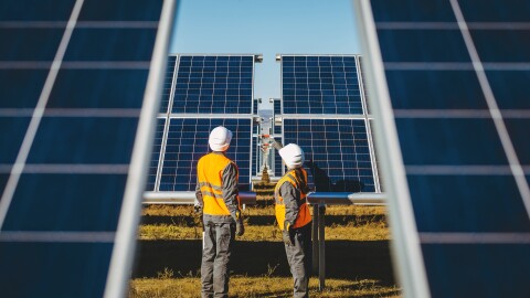 solar power station green electricity panel view