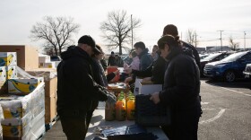 Transportation Safety Administration employees filled boxes, bags and crates with food donated by Foodshare, a regional food bank.