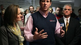 Republican presidential candidate former U.S. Sen. Rick Santorum speaks to supporters after announcing that he was endorsed Saturday by the evangelical Christian leaders group.