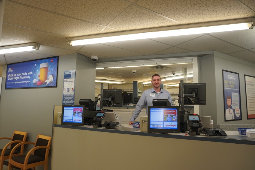 Giant Eagle is still working to stock retail items at the former Rite Aid in Hollidaysburg, but the pharmacy itself at the back of the store was ready to fill prescriptions at its opening day on Monday. 