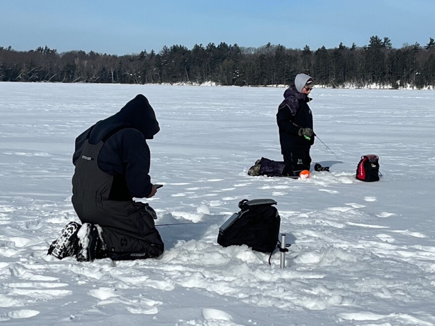 Ice fishing a Northwoods area lake