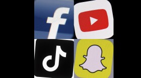 This combination shows the logos of Facebook, YouTube, TikTok and Snapchat on mobile devices. Florida's new digital bill of rights went into effect July 1, 2024, requiring new privacy disclosures and rules for most large ad-based Internet companies.