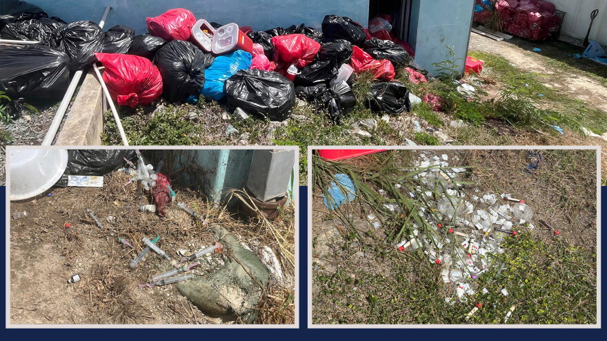 Pictured: Medical waste found overflowing behind the Governor Juan F. Luis Hospital on St. Croix.