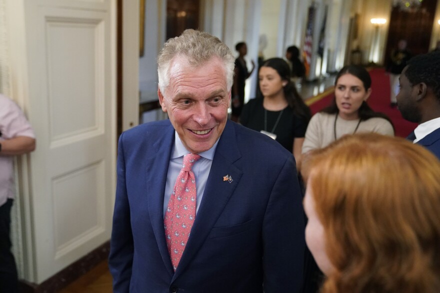 Former Virginia Gov. Terry McAuliffe arrives before an event to celebrate the 2023 Praemium Imperiale Laureates, a global arts prize awarded annually by the Japan Art Association for lifetime achievement in the arts, in the East Room of the White House, Tuesday, Sept. 12, 2023, in Washington.