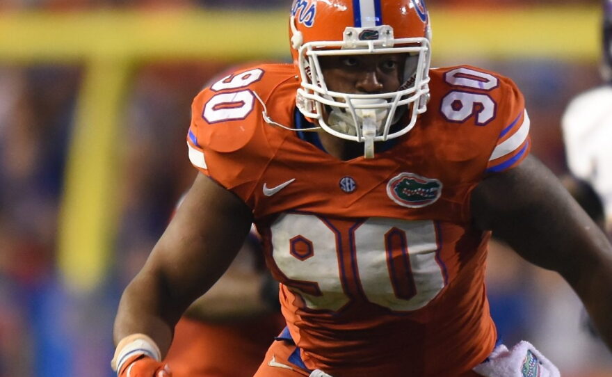 Florida defensive lineman Jonathan Bullard (90) targets in on a East Carolina player.